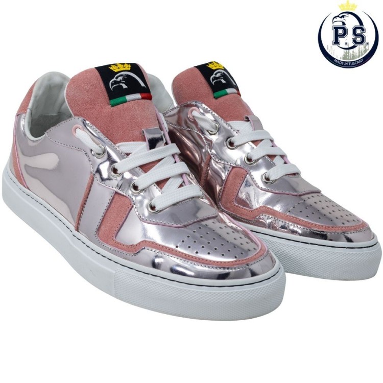 Sneakersy PS Sara w kolorze srebrnym i różowym