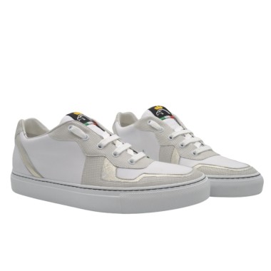 Man's White Leather Sneakers with Suede Details – Tuscan Craftsmanship & Comfort