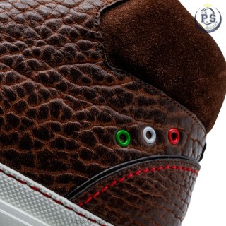 Handmade Men’s  Boots in Brown Elephant-Effect Leather