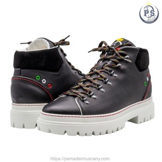 Zakopane Men's Boot in Black Leather with Red Stitching