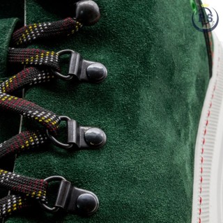 Zakopane: Men's Suede Boot in Green with Red Stitching