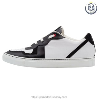 Handcrafted sneakers for Men in black and white leather