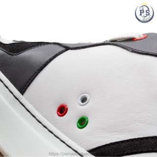 Handcrafted sneakers for Men in black and white leather