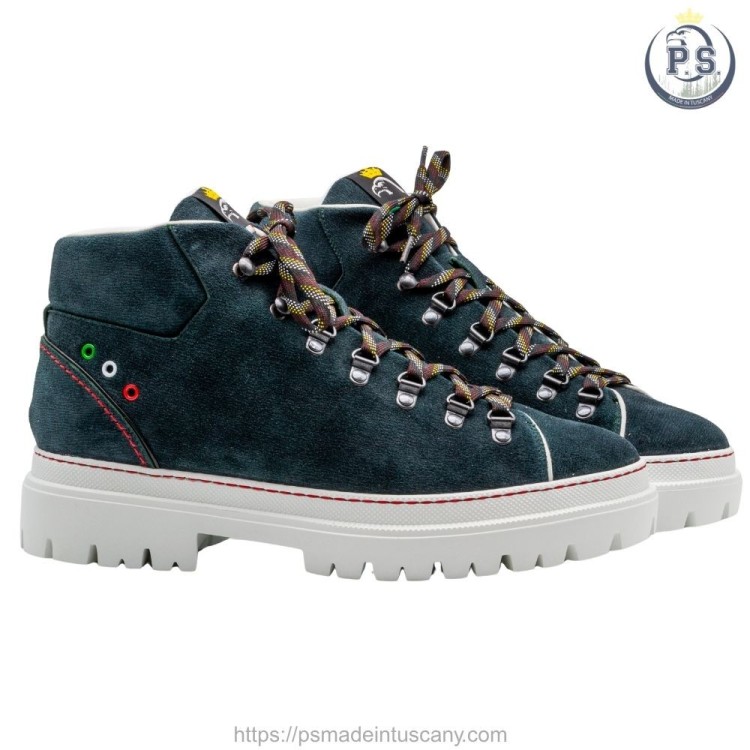 handcrafted men's boots in green suede