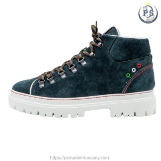 handcrafted men's boots in green suede