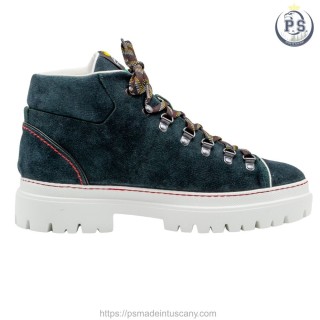 handcrafted men's boots in green suede