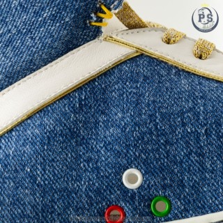 Greta High Sneakers in Denim & Leather | Artisanal Style