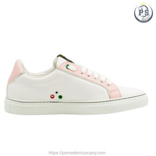 Silvia sneakers in white leather with pink details