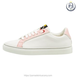 Silvia sneakers in white leather with pink details