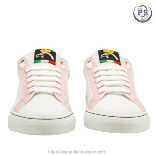 Silvia sneakers in white leather with pink details