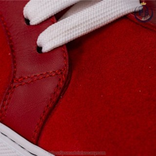 Greta Handmade Red Suede Sneakers with Gold Crown