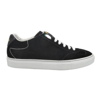 Black Suede Handmade Sneakers with Gold PS Logo