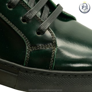 Men’s green leather sneakers handmade in Tuscany