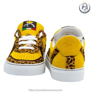 Luxury Handmade Yellow Leopard Sneakers
