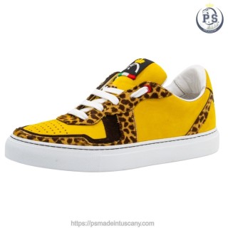 Sneakers di Lusso Artigianali Sara Gialle e leopardate