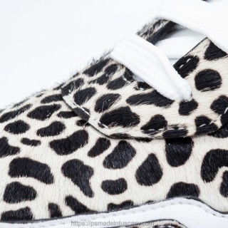 Handmade White Leopard Pony Hair Sneakers | PS Tuscany