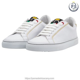 Women's White & Gold Sneakers | Tuscan Handcrafted