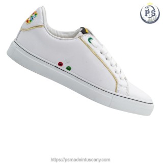 Women's White & Gold Sneakers | Tuscan Handcrafted