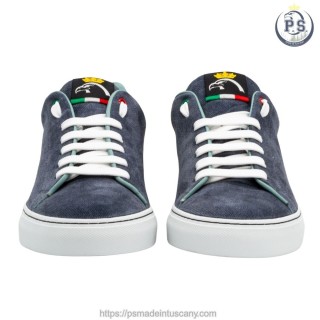 Men's Denim Blue Suede Sneakers | Tuscan Handcrafted