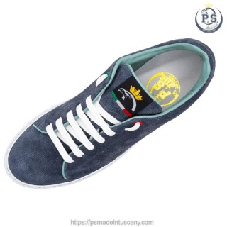 Sneakers in Scamosciato Blu Jeans | Artigianato Toscano