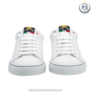 Sneakers PS Artigianali da uomo In Pelle Bianca