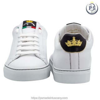 Sneakers PS Artigianali da uomo In Pelle Bianca