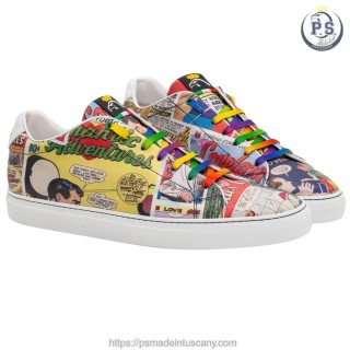 Sneakers in Pelle Stampa Cartone PS Siena | Lacci Rainbow
