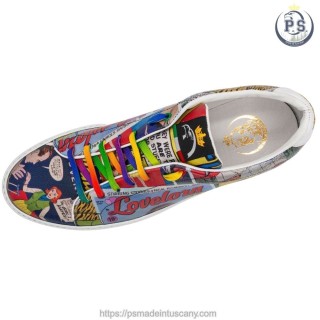 Handcrafted Cartoon Print Sneakers PS Siena | Rainbow Laces