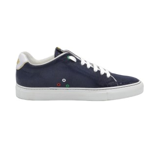 Sneakers PS Fatte a mano In Camoscio Effetto Vipera Blu
