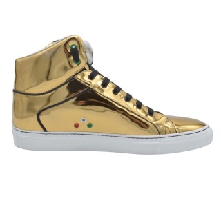 Men's PS high sneakers in gold mirrored leather
