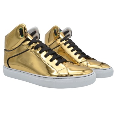 Men's PS high sneakers in gold mirrored leather