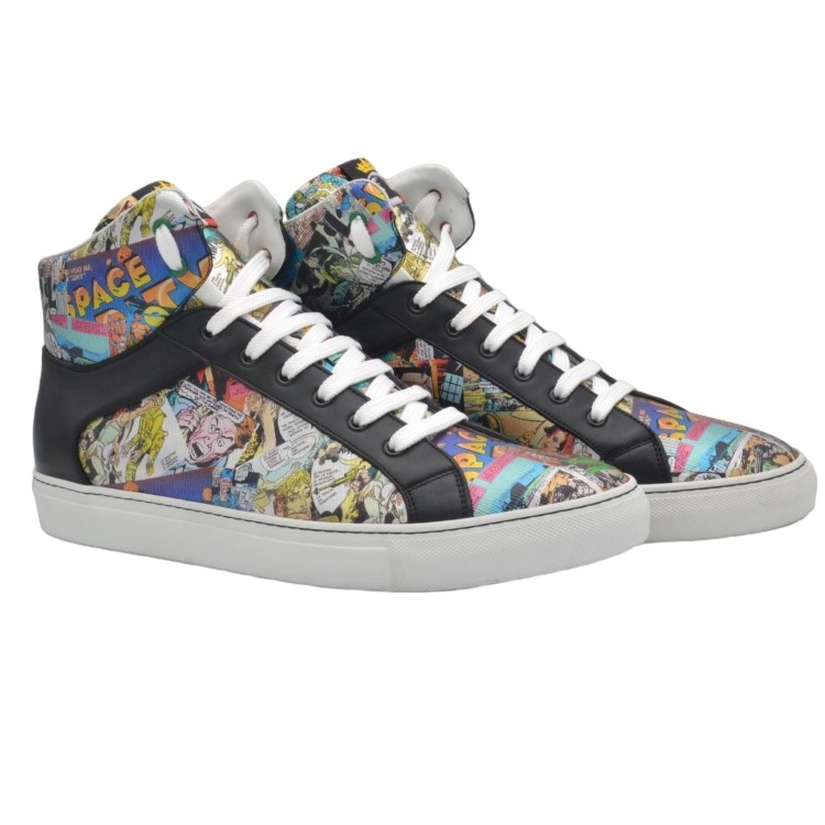 Wysokie sneakers ze skóry z nadrukiem z kreskówek