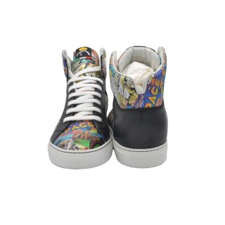 Wysokie sneakers ze skóry z nadrukiem z kreskówek