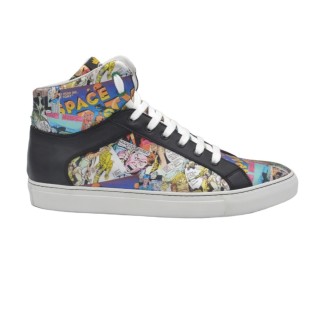 Wysokie sneakers ze skóry z nadrukiem z kreskówek