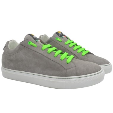 Handmade Men's PS Sneakers in gray suede leather
