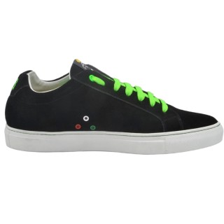 Handmade Men's PS sneakers in black suede leather