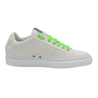Handmade Men's PS sneakers in white suede leather