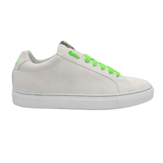 Handmade Men's PS sneakers in white suede leather