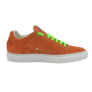 Handmade Men's PS sneakers in orange suede