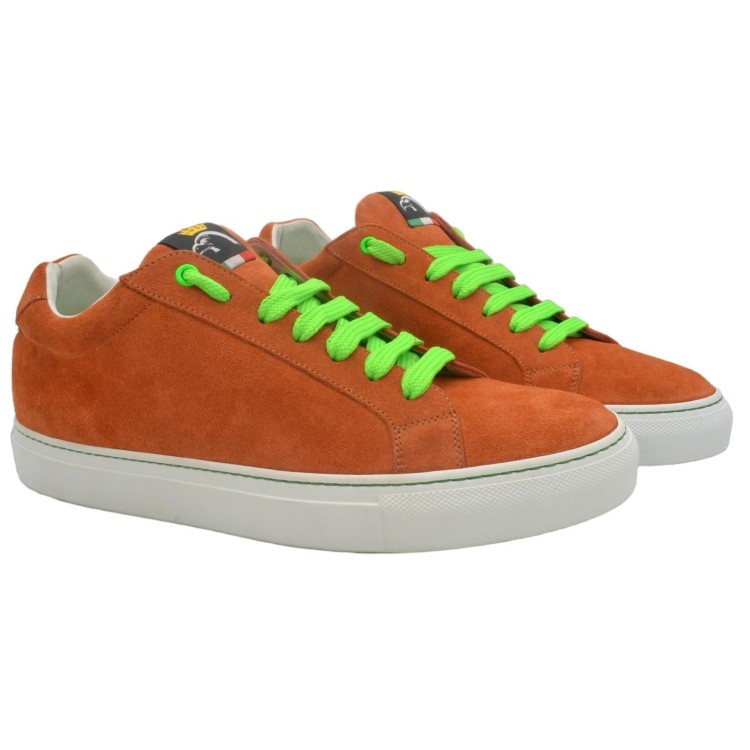 Handmade Men's PS sneakers in orange suede
