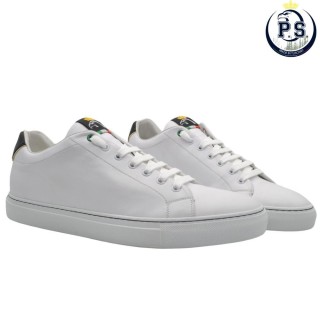 Handmade white leather men's PS sneakers