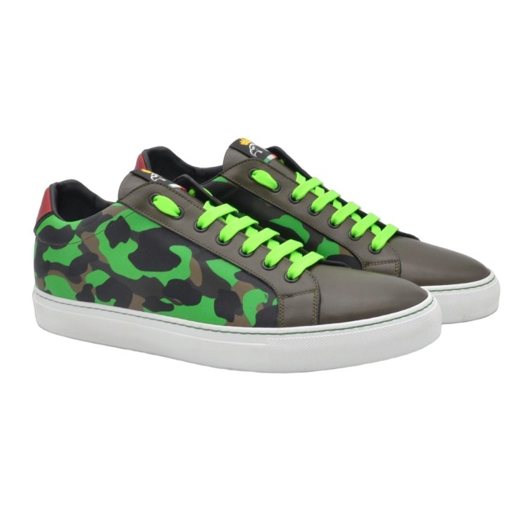 Handmade men's leather camouflage effect PS sneakers