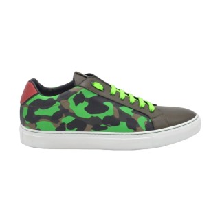 Handmade men's leather camouflage effect PS sneakers