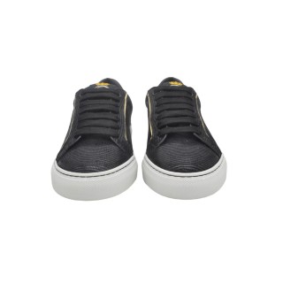 Sneakers PS Artigianali In Camoscio Effetto Vipera Nera