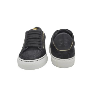Women's handcrafted PS sneakers in black viper effect