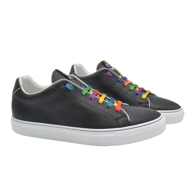 Czarne skórzane Sneakersy męskie