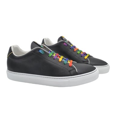 Czarne skórzane Sneakersy męskie