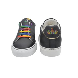 Sneakers PS da Uomo Fatte a mano In Pelle Nera