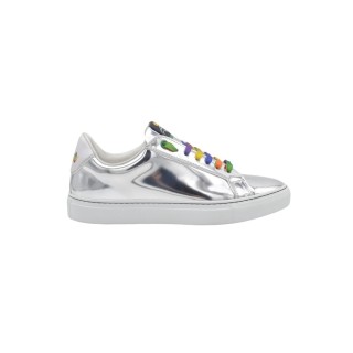 Women's PS Sneakers Handcrafted In Silver Mirrored Leather