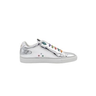 Sneakers PS Artigianali da uomo In pelle Specchiata argento